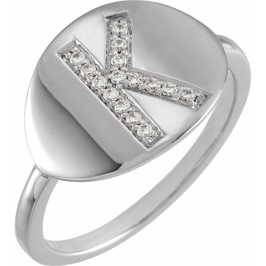 14K White Initial K 1/10 CTW Diamond Ring