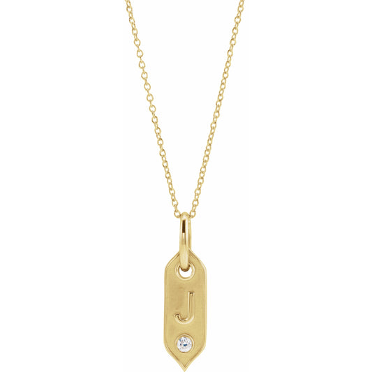 14K Yellow Initial J .05 CT Diamond 16-18 Necklace