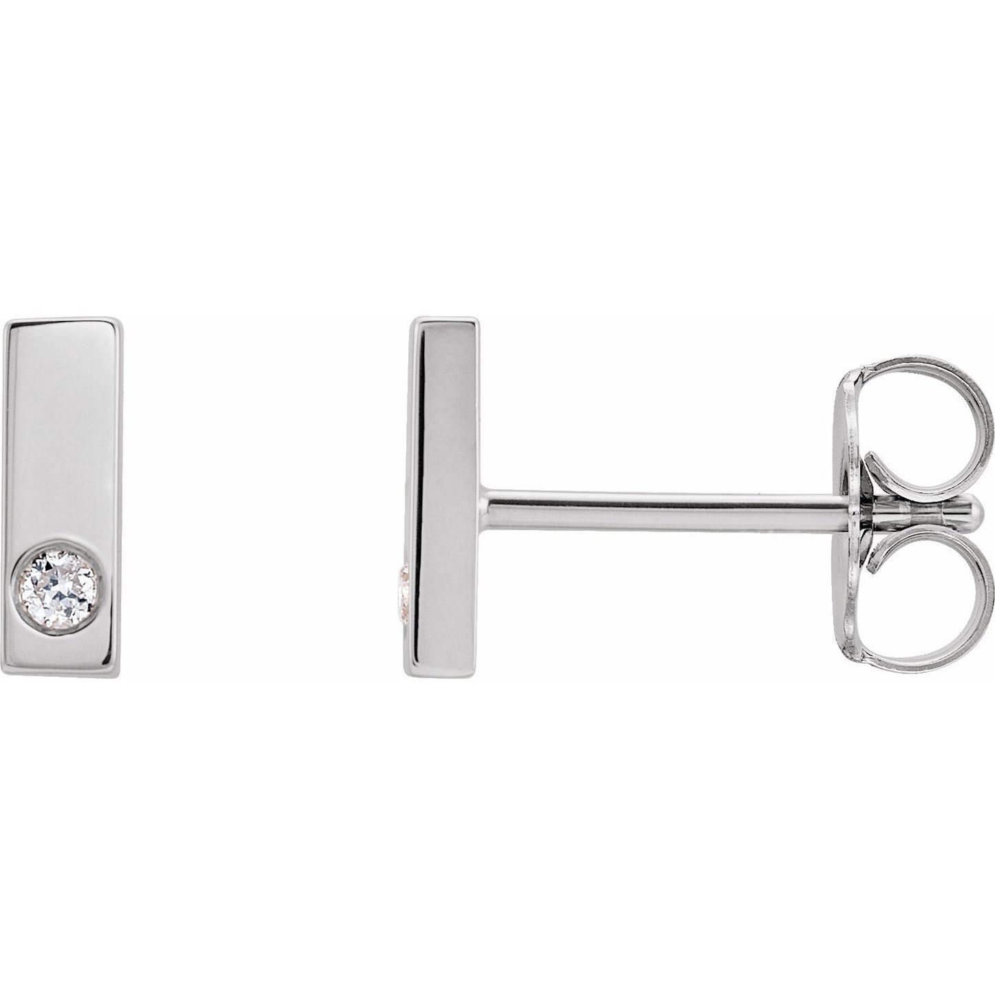 14K White .03 CTW Diamond Bar Earring