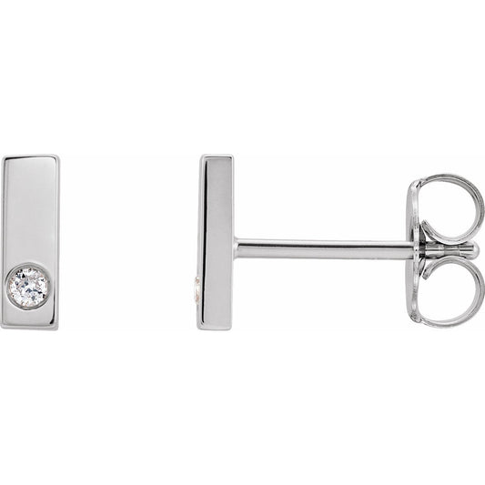 14K White .03 CTW Diamond Bar Earring