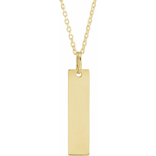 14K Yellow 20x5 mm Engravable Bar 20 Necklace
