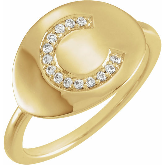 14K Yellow Initial C .08 CTW Diamond Ring