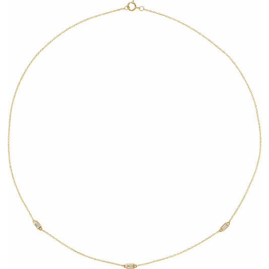 14K Yellow 1/5 CTW Diamond 3-Station 18 Necklace