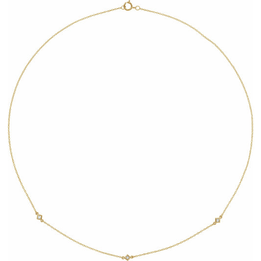14K Yellow 1/6 CTW Diamond 3-Station 16 Necklace