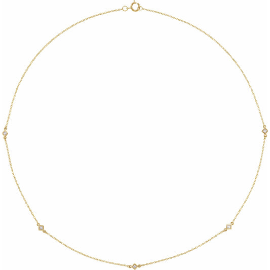14K Yellow 1/4 CTW Diamond 5-Station 16 Necklace