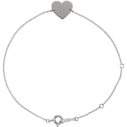 14K White Heart 7-8 Bracelet