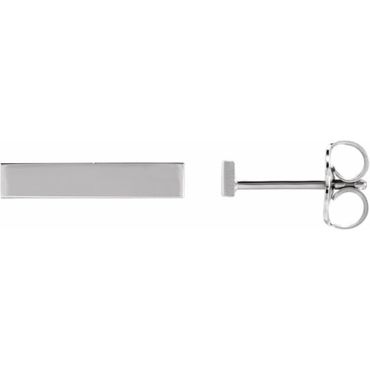 14K White Bar Earring