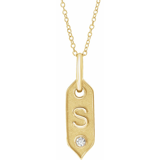 14K Yellow Initial S .05 CT Diamond 16-18 Necklace