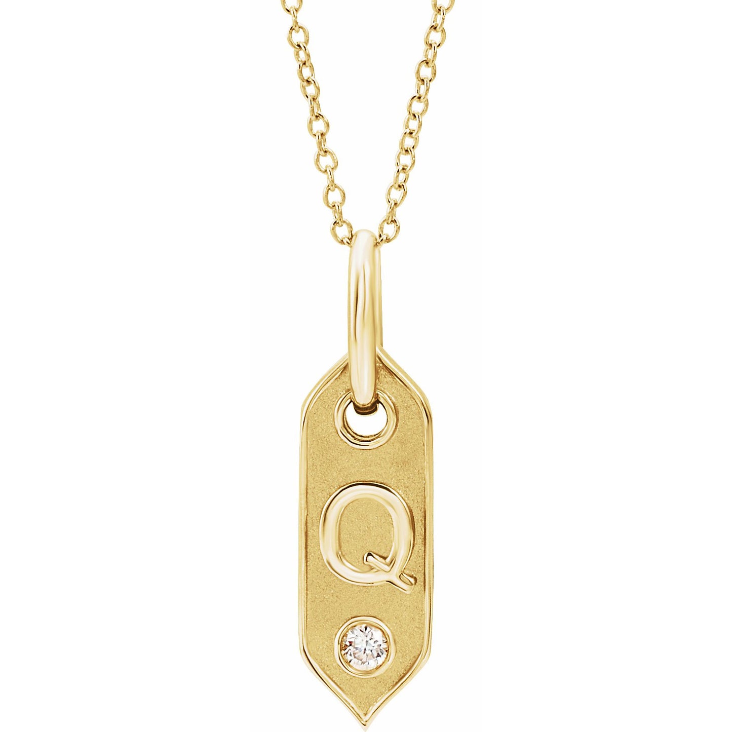 14K Yellow Initial Q .05 CT Diamond 16-18 Necklace