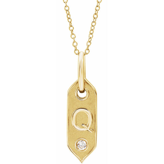 14K Yellow Initial Q .05 CT Diamond 16-18 Necklace