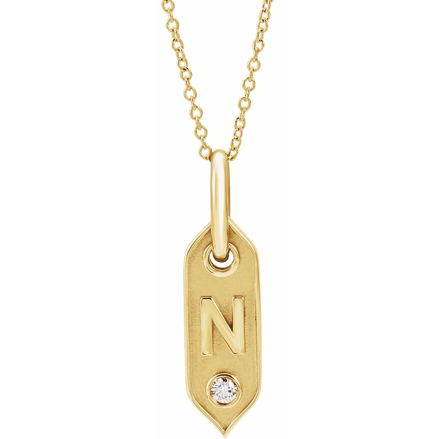 14K Yellow Initial N .05 CT Diamond 16-18 Necklace
