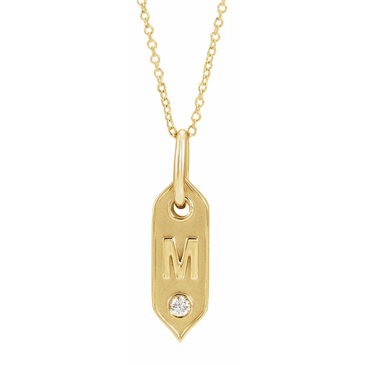 14K Yellow Initial M .05 CT Diamond 16-18 Necklace