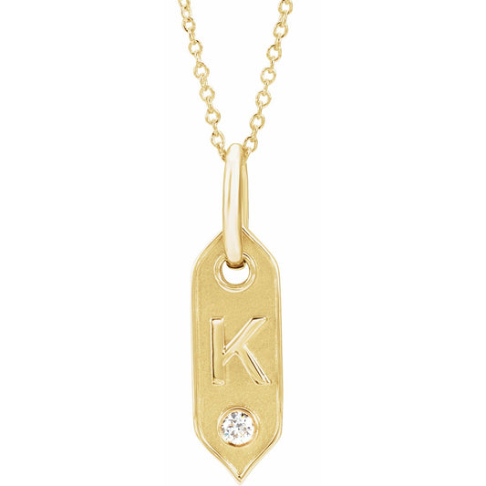 14K Yellow Initial K .05 CT Diamond 16-18 Necklace
