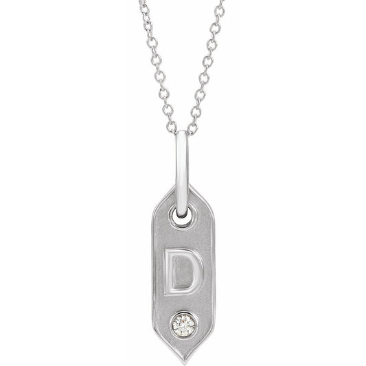 14K White Initial D .05 CT Diamond 16-18 Necklace