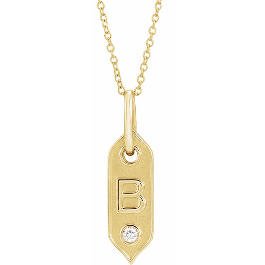 14K Yellow Initial B .05 CT Diamond 16-18 Necklace