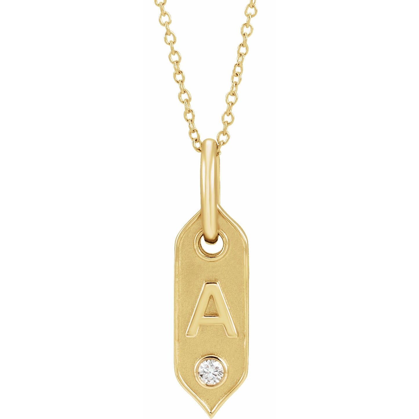 14K Yellow Initial A .05 CT Diamond 16-18 Necklace