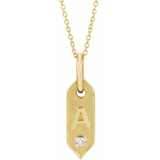 14K Yellow Initial A .05 CT Diamond 16-18 Necklace