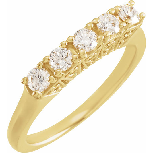 14K Yellow 1/2 CTW Diamond Anniversary Band