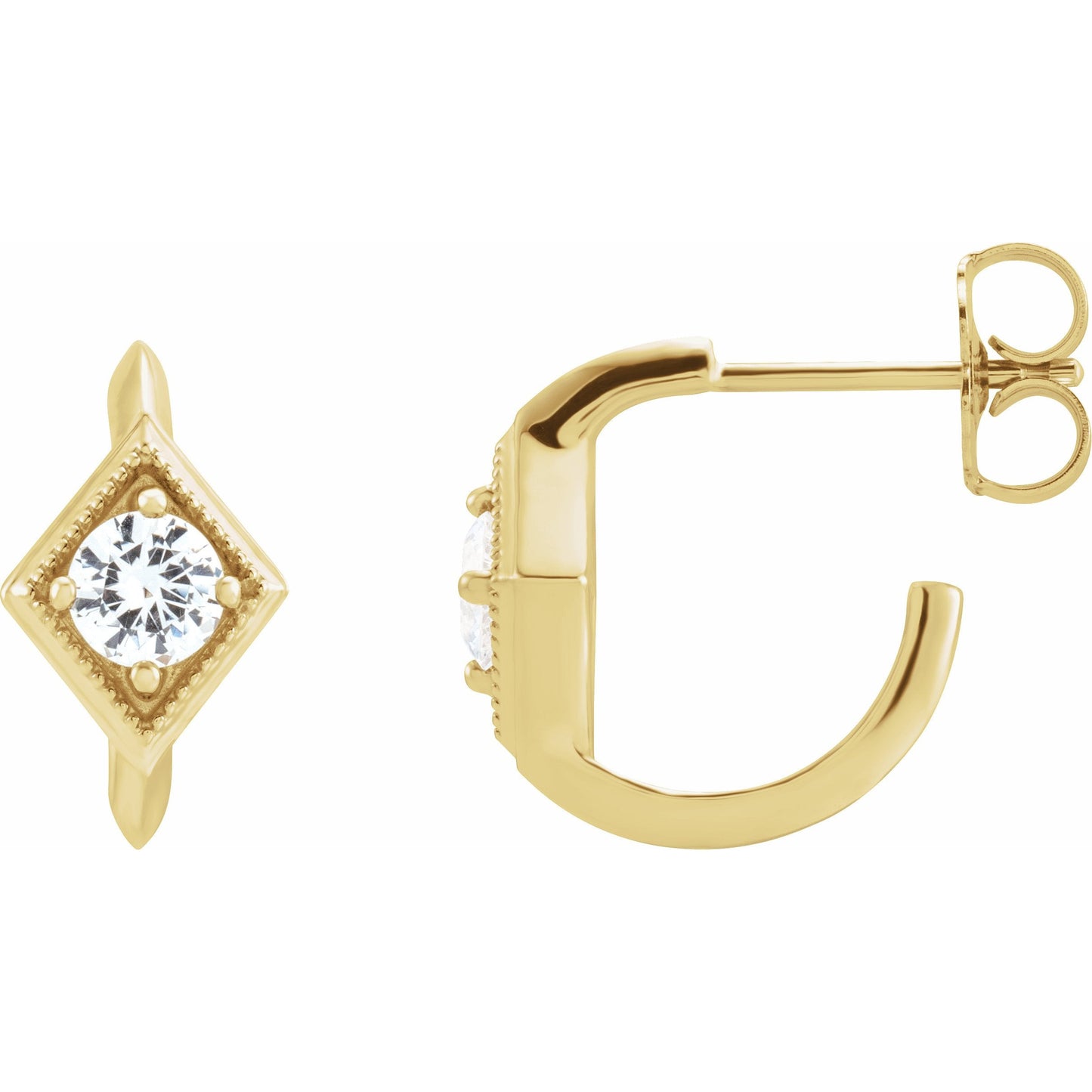 14K Yellow Sapphire Geometric Hoop Earrings