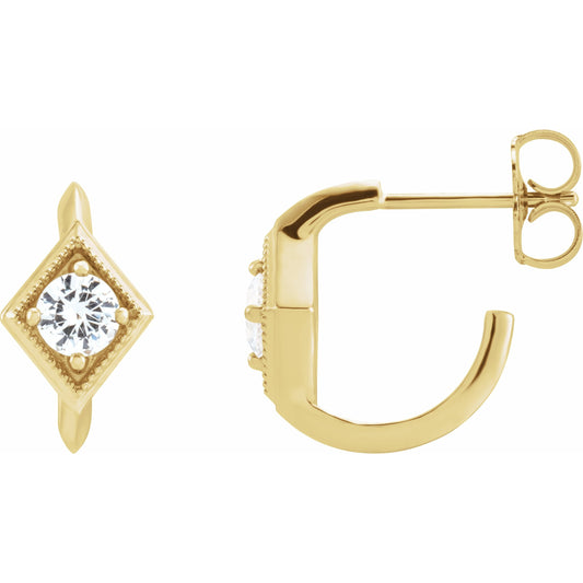 14K Yellow Sapphire Geometric Hoop Earrings