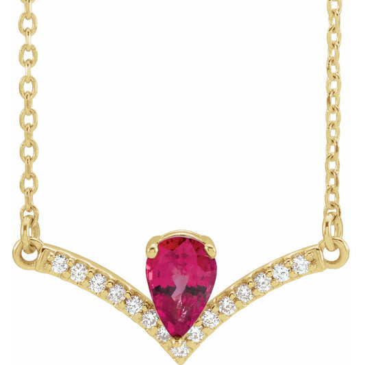 14K Yellow Ruby & .06 CTW Diamond 16 Necklace