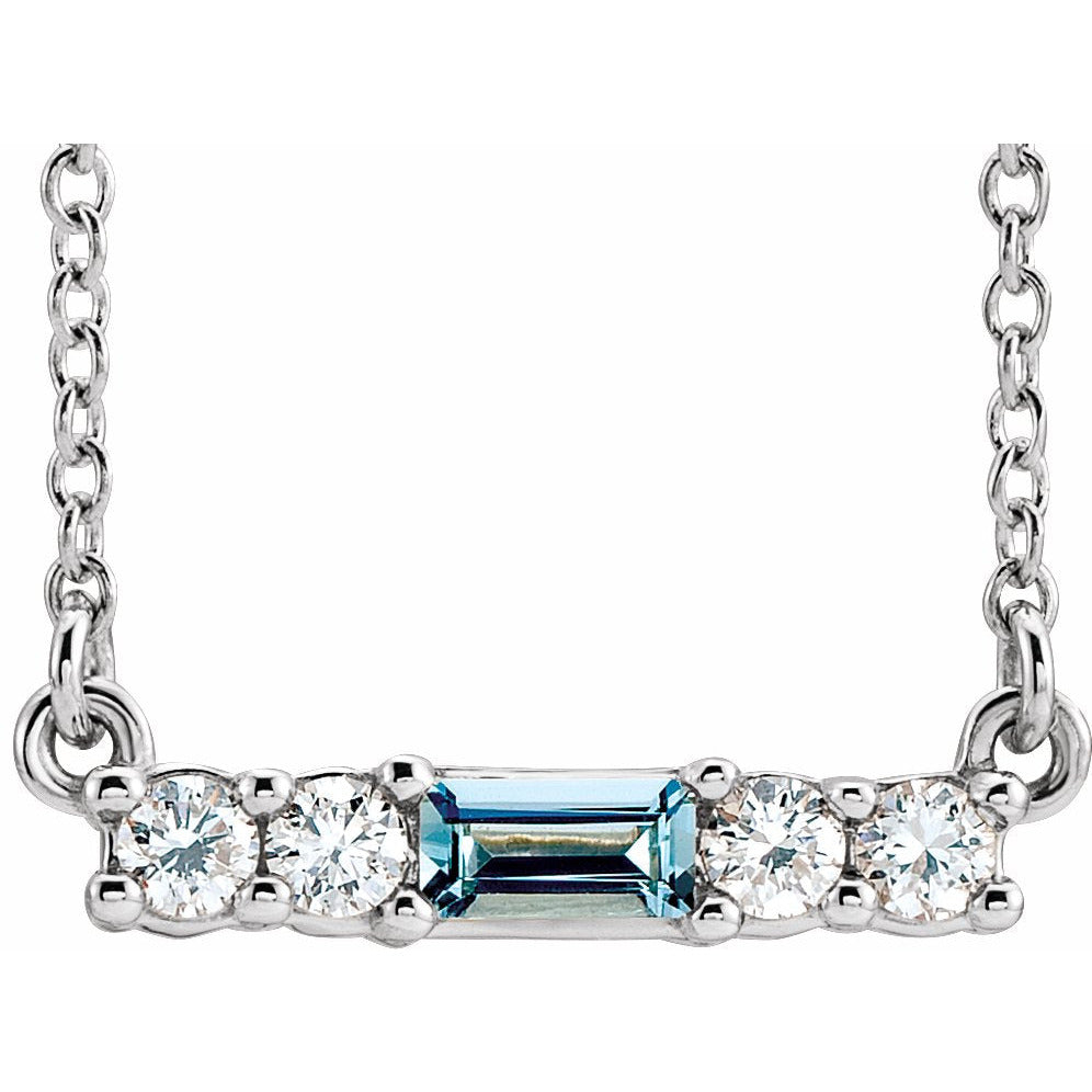 14K White Aquamarine & 1/5 CTW Diamond 18 Necklace