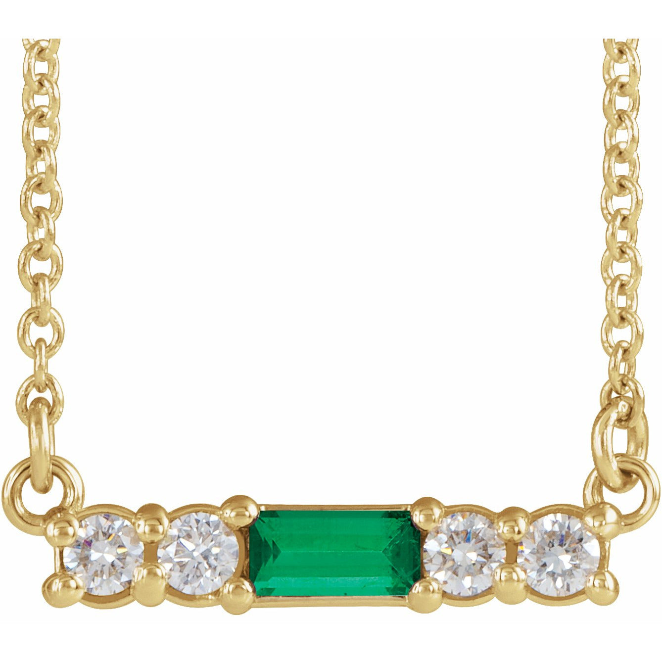 14K Yellow Emerald & 1/5 CTW Diamond 18 Necklace