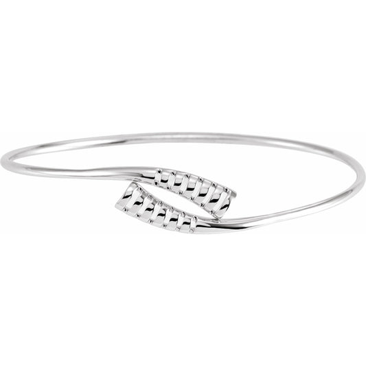 14K White 16.5 mm Bypass Bangle 7 Bracelet