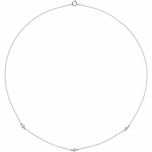 14K White 1/6 CTW Diamond 3-Station 16 Necklace