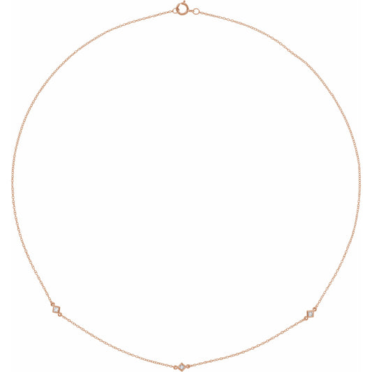 14K Rose 1/6 CTW Diamond 3-Station 18 Necklace