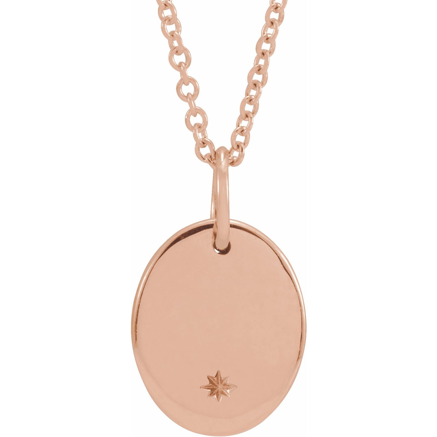 14K Rose 11x9 mm Oval Starburst 16-18 Necklace