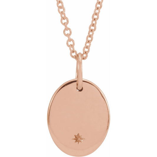14K Rose 11x9 mm Oval Starburst 16-18 Necklace