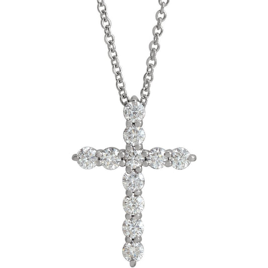 14K White 17.8x12.9 mm 3/8 CTW Diamond Cross 16-18 Necklace
