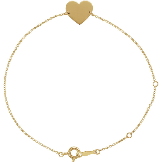 14K Yellow Heart 7-8 Bracelet