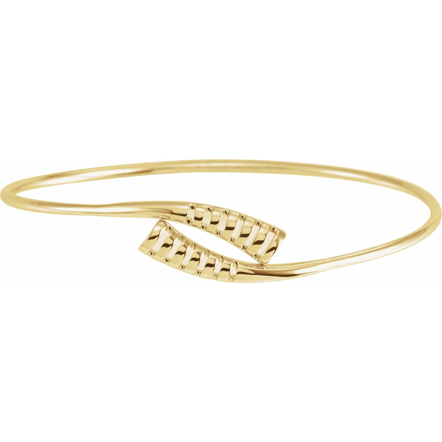 14K Yellow 16.5 mm Bypass Bangle 7 Bracelet