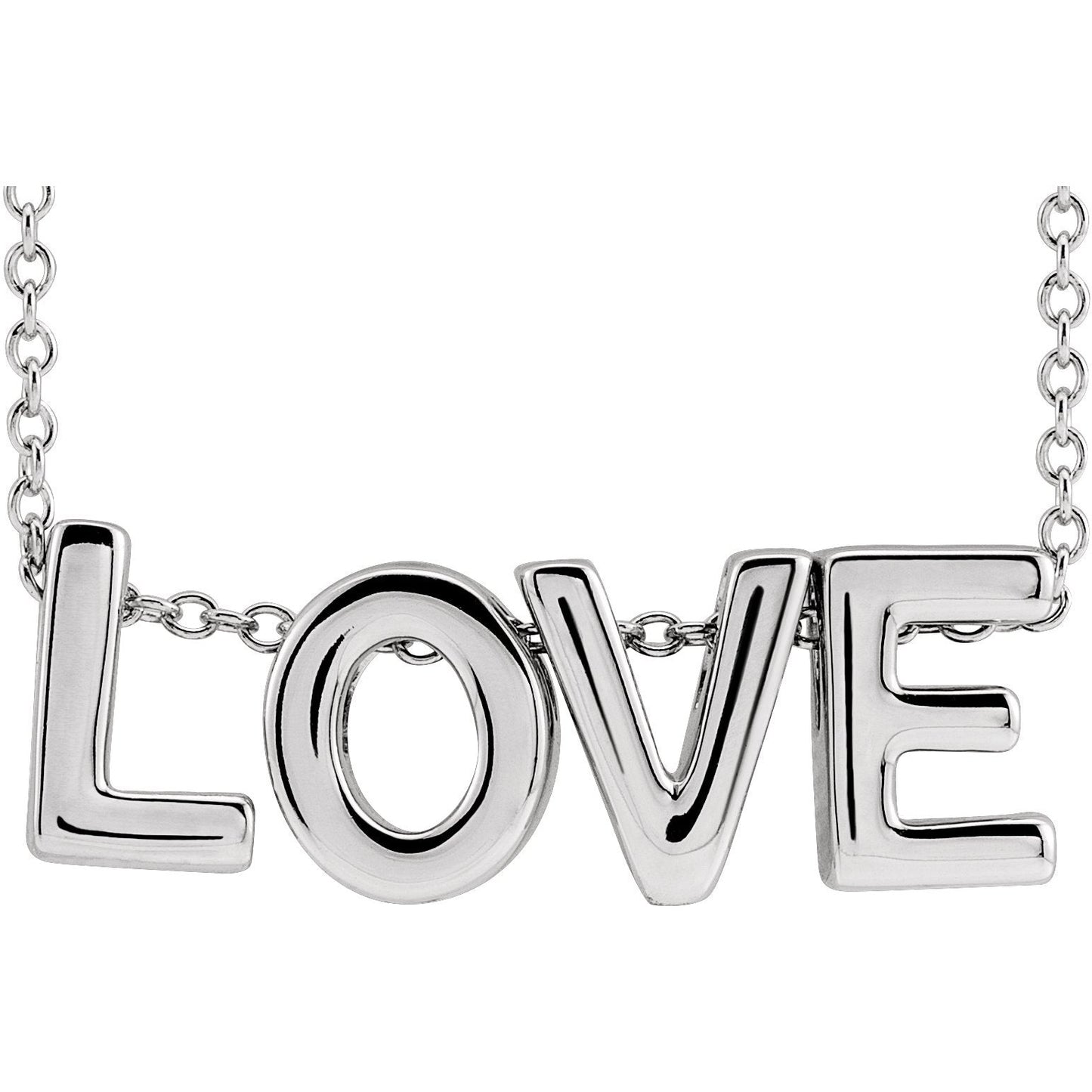 14K White Love 16-18 Necklace