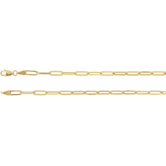 14K Yellow 3.85 mm Elongated Flat Link 7 Chain
