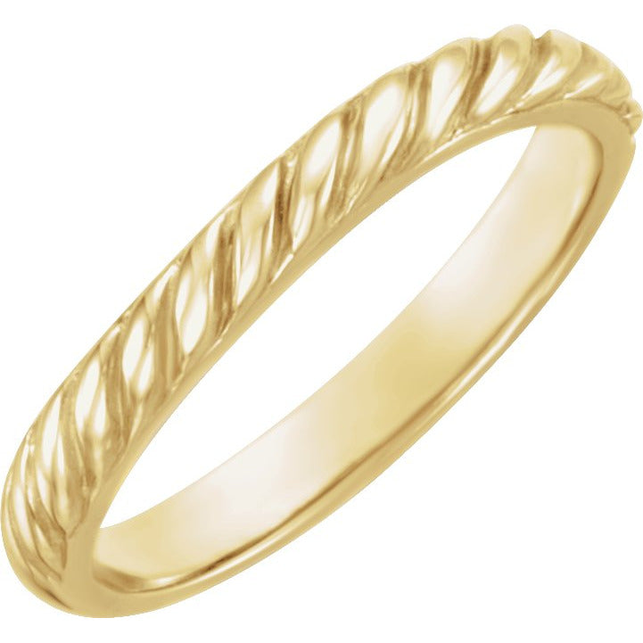 14K Yellow Twisted Rope Stackable Band