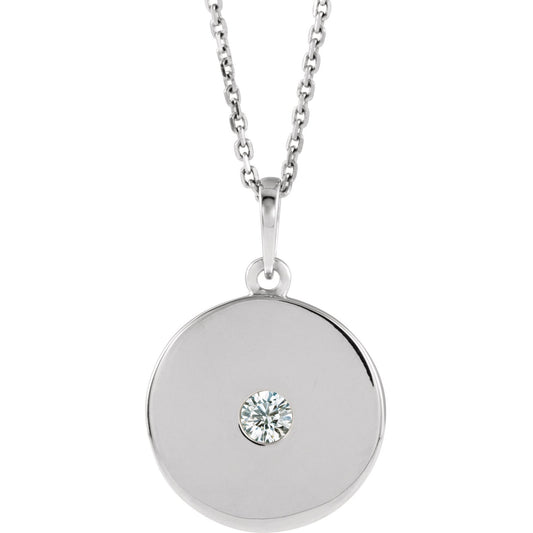 14K White 1/10 CTW Diamond Disc Necklace