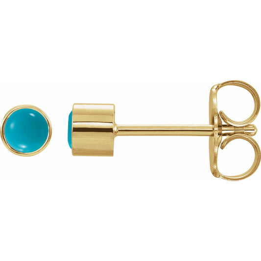 14K Yellow Turquoise Bezel-Set Earrings