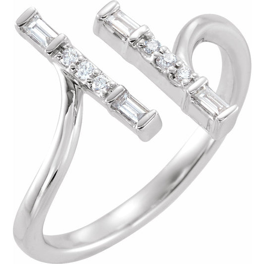 14K White 1/6 CTW Diamond Double Bar Ring