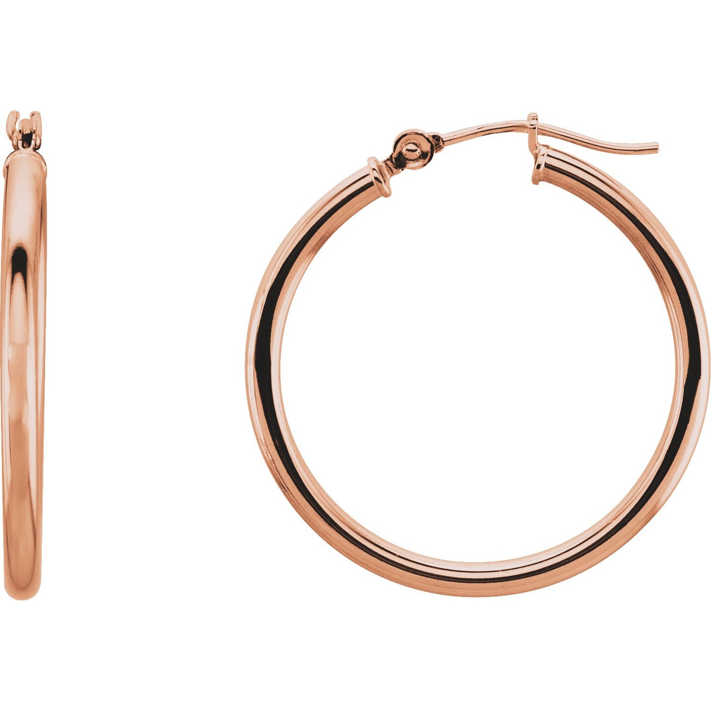 14K Rose 25 mm Hoop Earrings