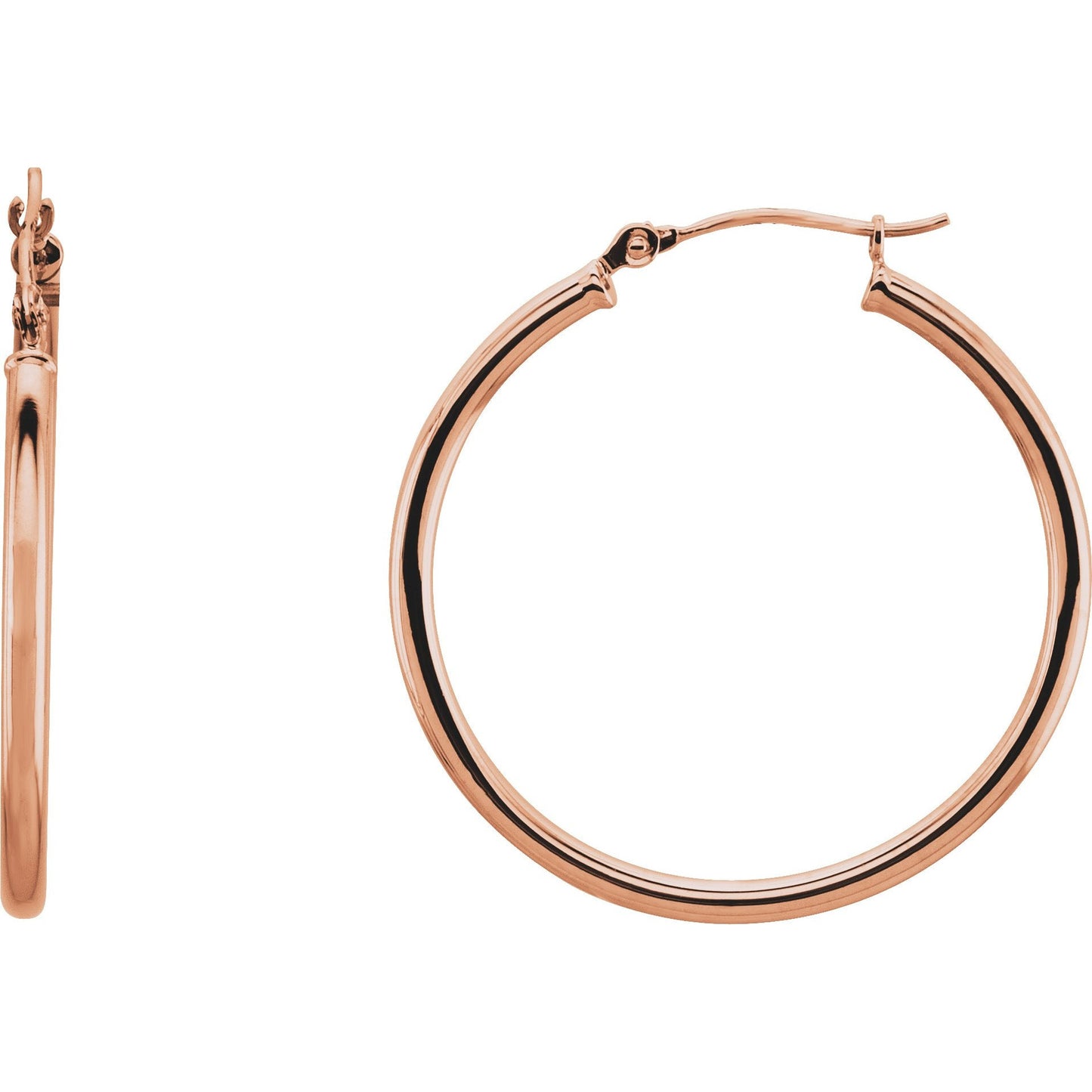 14K Rose 30 mm Hoop Earrings