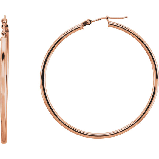 14K Rose 40 mm Hoop Earrings