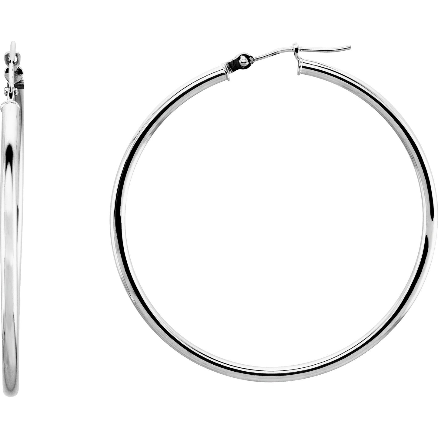 14K White 40 mm Hoop Earrings