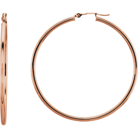 14K Rose 47 mm Hoop Earrings