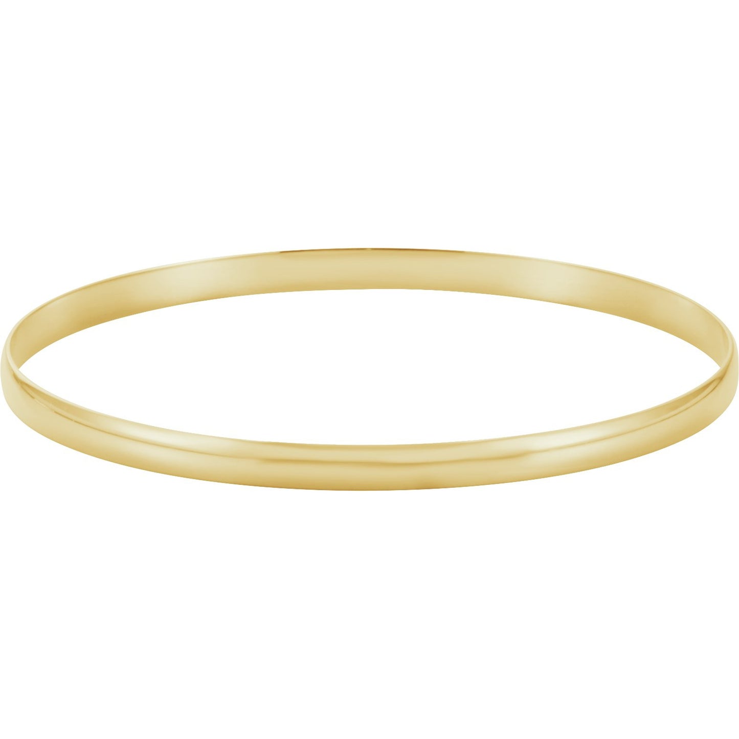 14K Yellow 4 mm Half Round Bangle 7 1/2 Bracelet