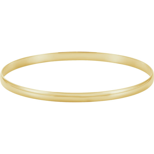 14K Yellow 4 mm Half Round Bangle 7 1/2 Bracelet