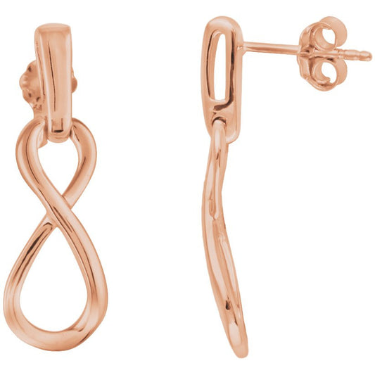 14K Rose Infinity-Inspired Dangle Earrings
