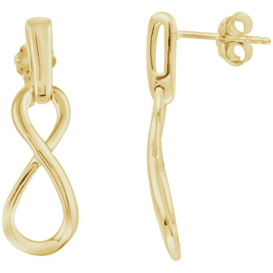 14K Yellow Infinity-Inspired Dangle Earrings